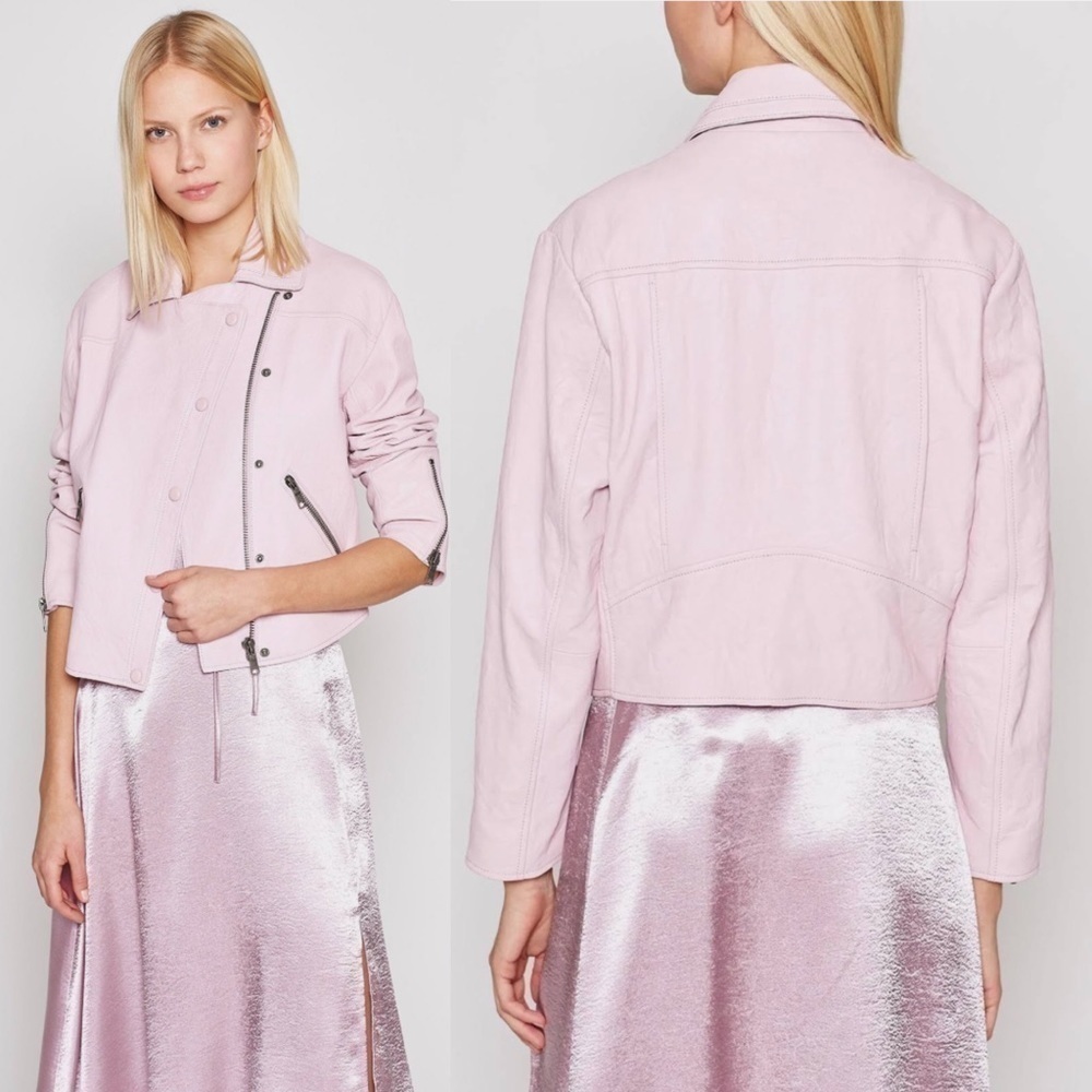 JOIE Akirako Leather Moto Jacket In Fleur D-isle